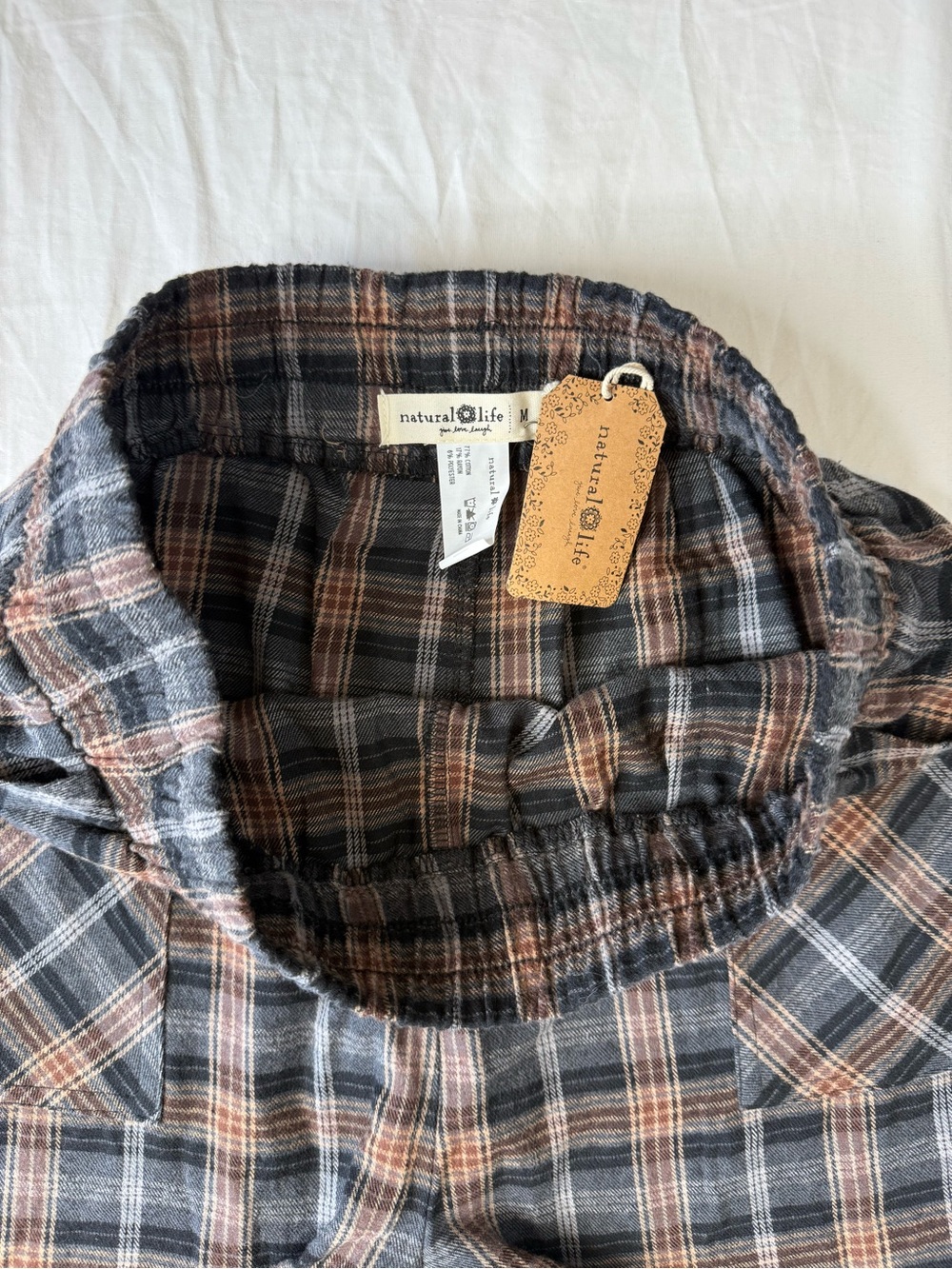 Natural Life Beckett Flannel Pants Brown Grey Plaid NWT Size M - Picture 9 of 10